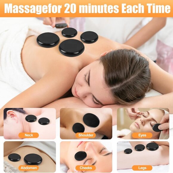 Basalt Hot Rocks Massage 20 pcs Stone, Professional Massage Tools(1 Box(20 Pcs)) - Picture 2 of 8